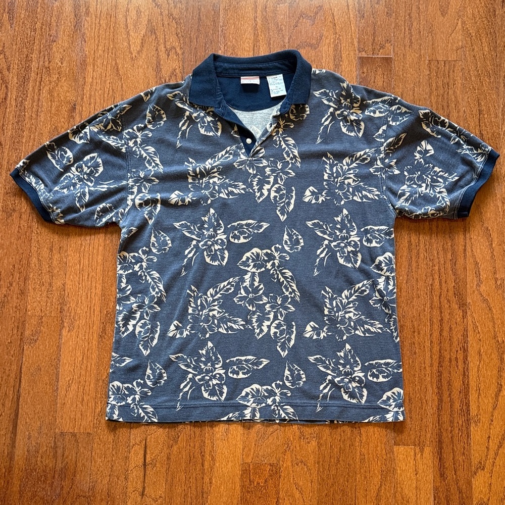 Bugle Boy Navy and Cream Floral Polo Shirt